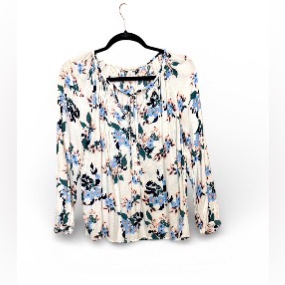 LUCKY BRAND White Floral Blouse Sz S